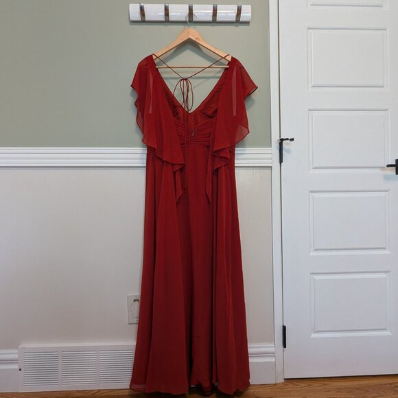 Azazie A-line Chiffon dress in colour Rust.  Size ~10 - Picture 3 of 4